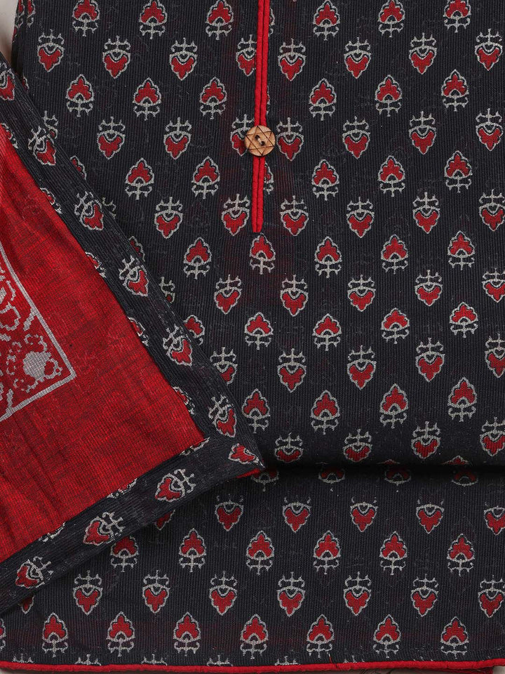 Printed Cotton Blend Unstitched Suit Piece With Dupatta