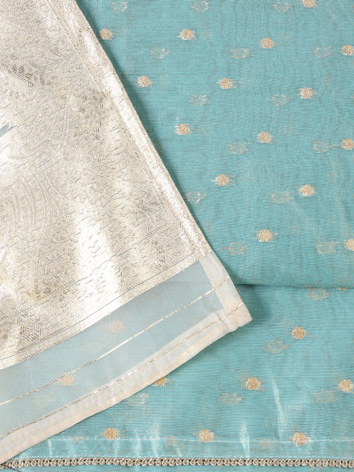 Neck Embroidered Tissue Unstitched Suit Piece With Dupatta