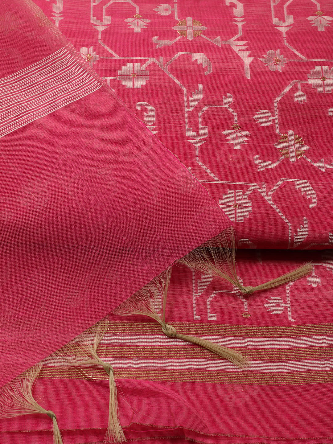 Jamdani Chanderi Unstitched Suit Piece With Dupatta