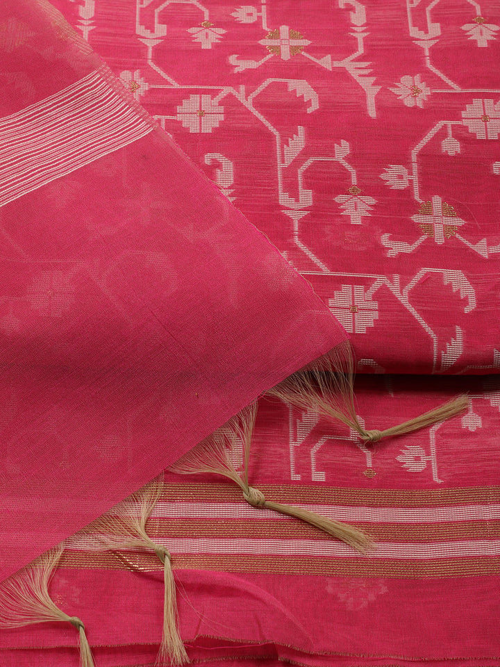 Jamdani Chanderi Unstitched Suit Piece With Dupatta