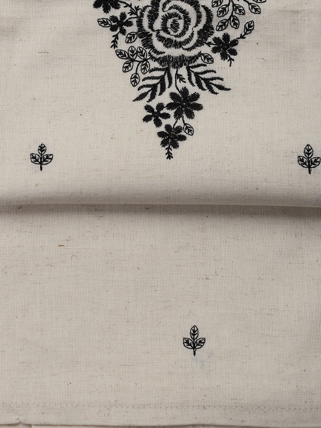 Neck Embroidered Cotton Blend Unstitched Suit With Dupatta