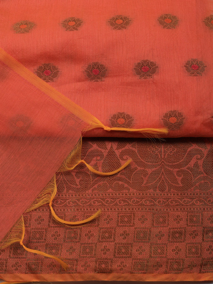 Woven Design Chanderi Unstitched Suit With Pant &amp; Dupatta