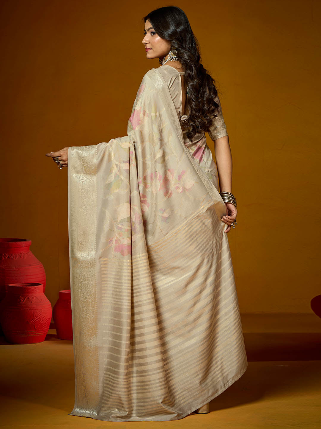 Zari Jaal Woven Art Silk Saree