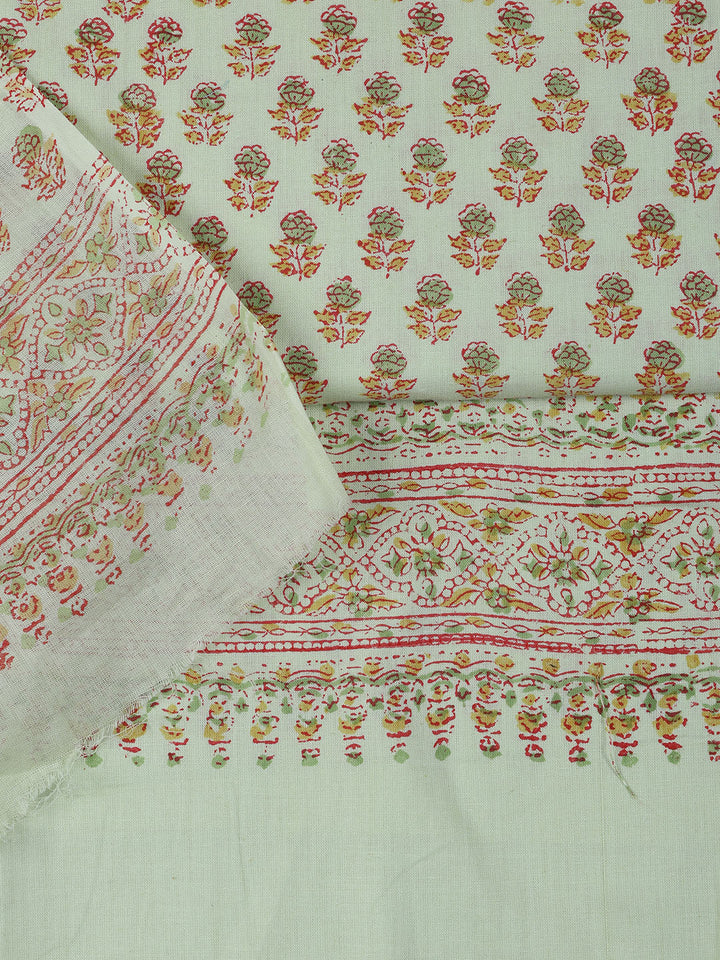 Neck Work Cotton Blend Unstitched Suit With Dupatta