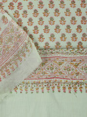 Neck Work Cotton Blend Unstitched Suit With Dupatta