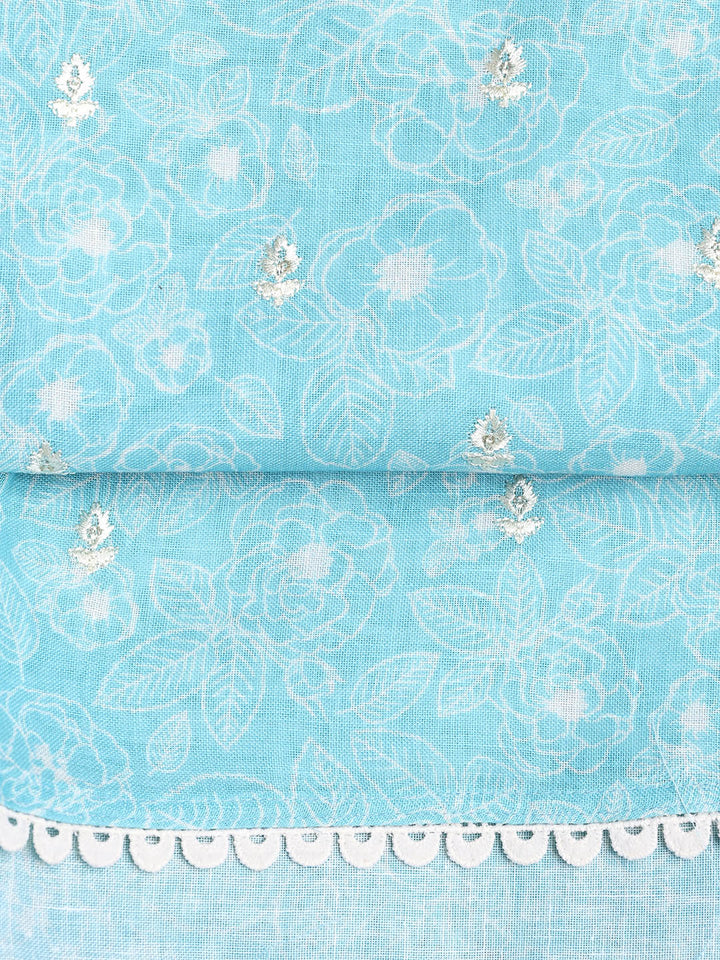 Printed Linen Unstitched Suit With Dupatta