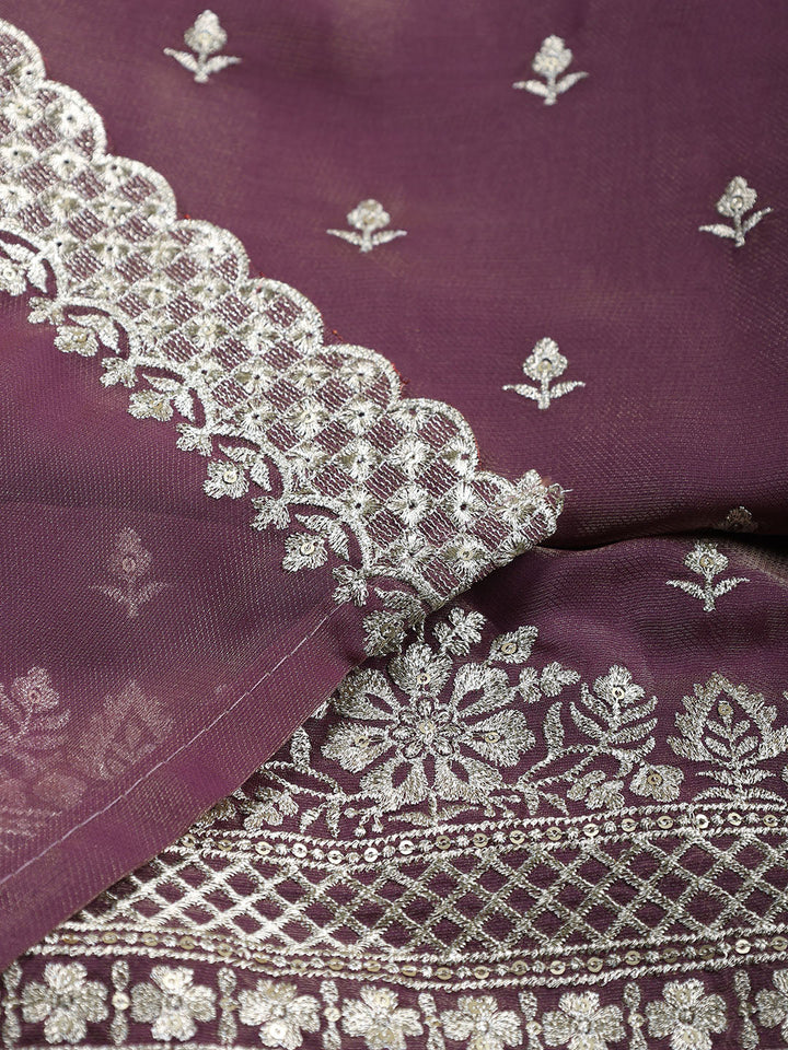 Neck Embroidered Tissue Unstitched Suit With Dupatta