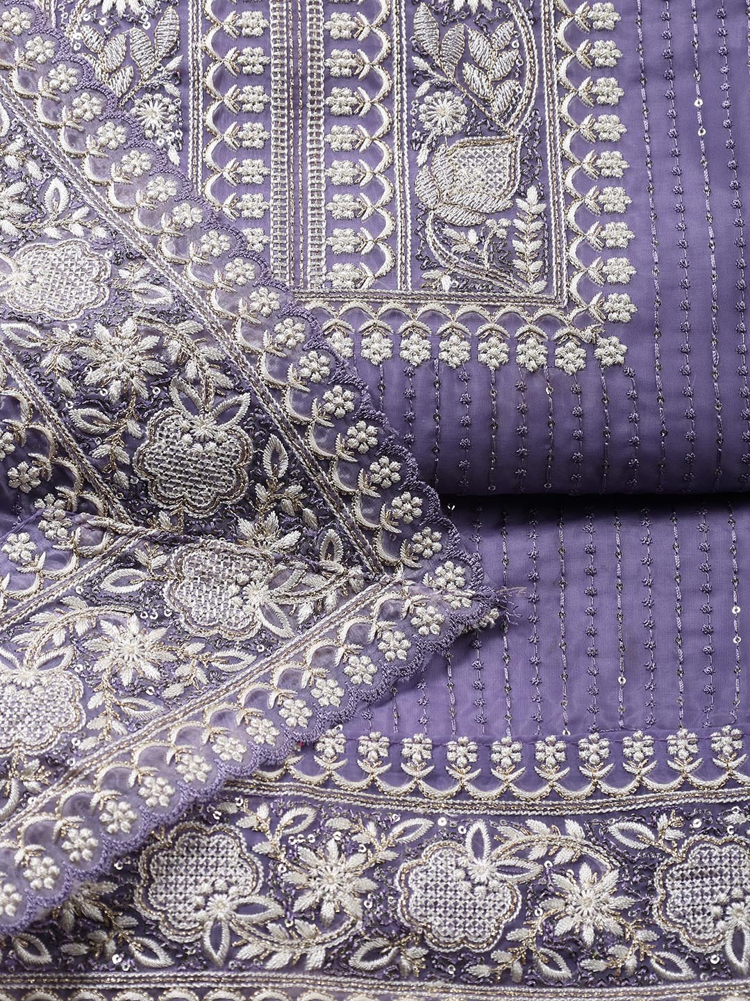Embroidered Organza Unstitched Suit Piece With Dupatta