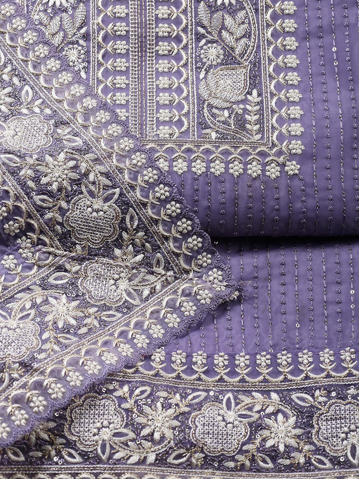 Embroidered Organza Unstitched Suit Piece With Dupatta