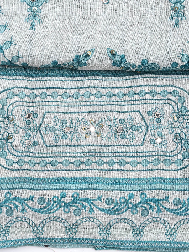 Printed Linen Unstitched Suit With Dupatta