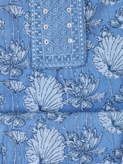 Neck Woek Cotton Blend Unstitched Suit With Dupatta