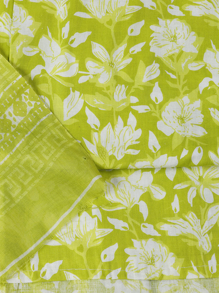 Neck Patti Cotton Blend Unstitched Suit With Dupatta