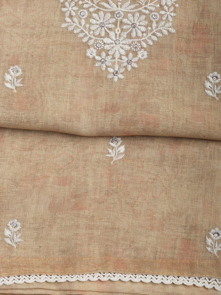 Embroidered Chanderi Unstitched Suit Piece With Dupatta