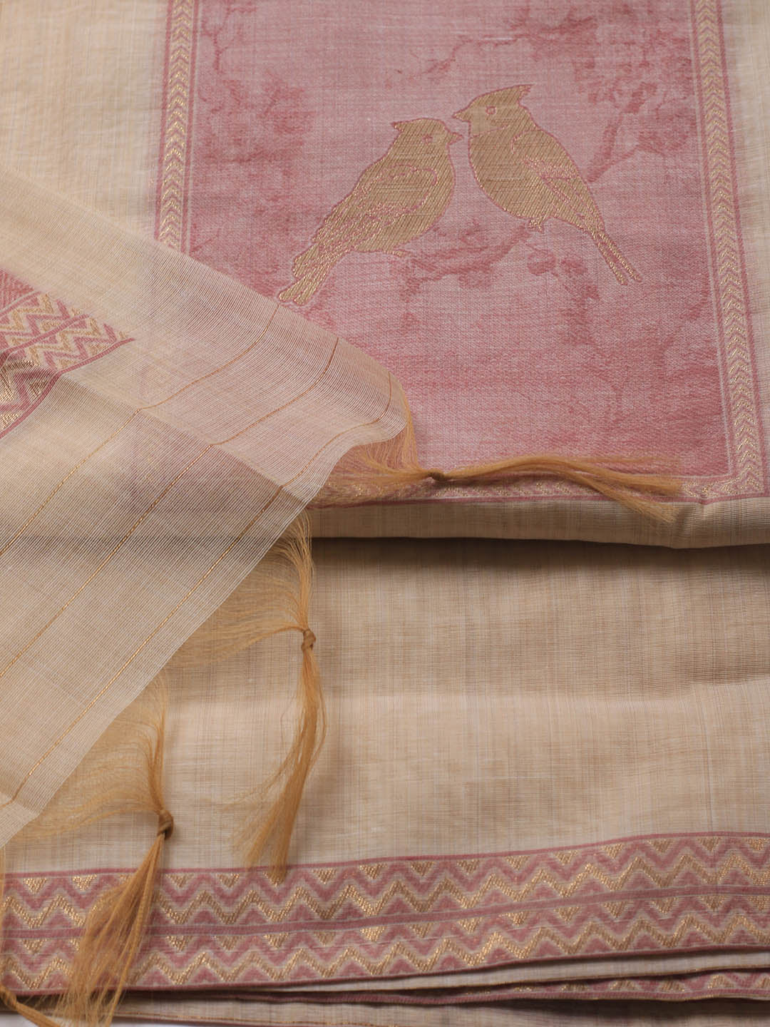 Jamdhani Chanderi Unstitched Suit Piece With Dupatta