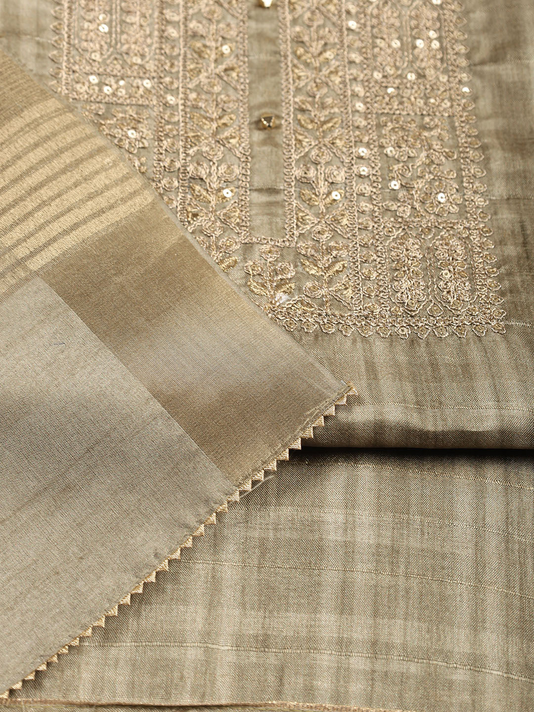Neck Embroidered Tissue Unstitched Suit With Dupatta