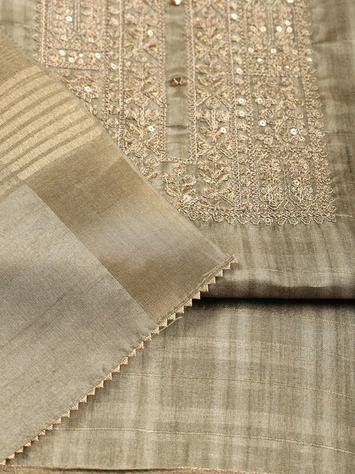 Neck Embroidered Tissue Unstitched Suit With Dupatta