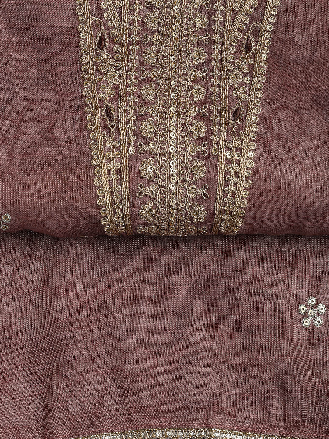Neck Embroidery Chanderi Unstitched Suit With Dupatta