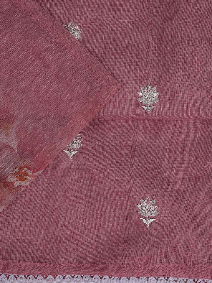 Printed Linen Unstitched Suit Piece With Dupatta