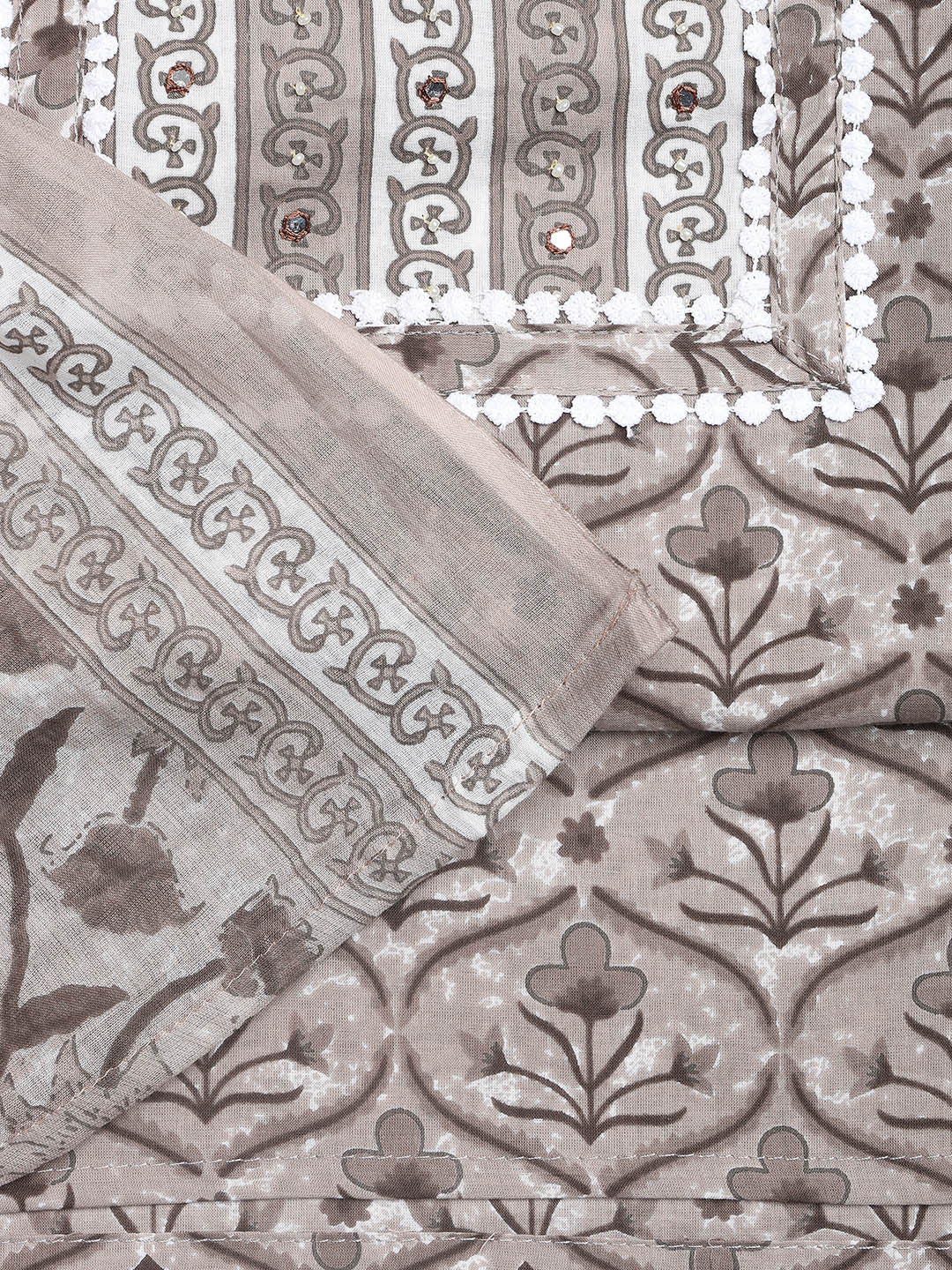 Printed Cotton Blend Unstitched Suit With Dupatta