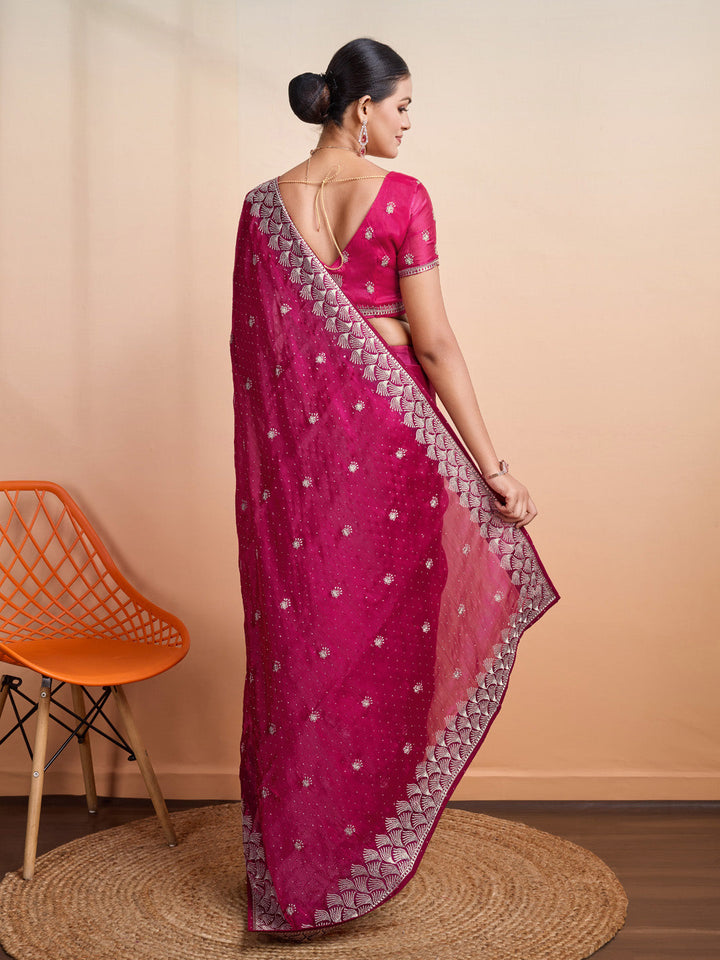 Embroidered Linen Blend Saree