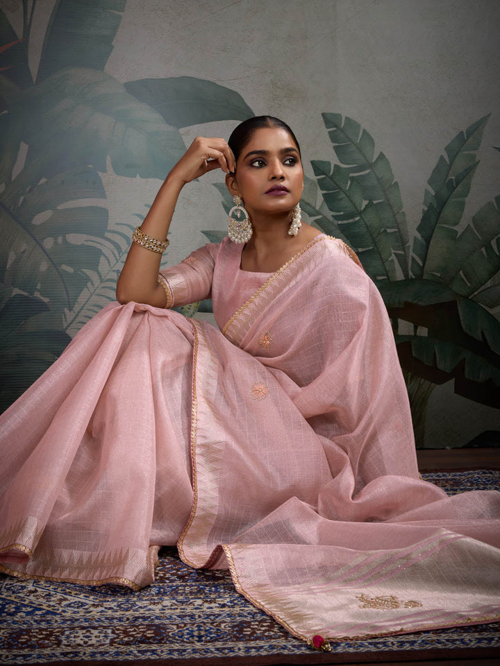 Woven Border Linen Saree