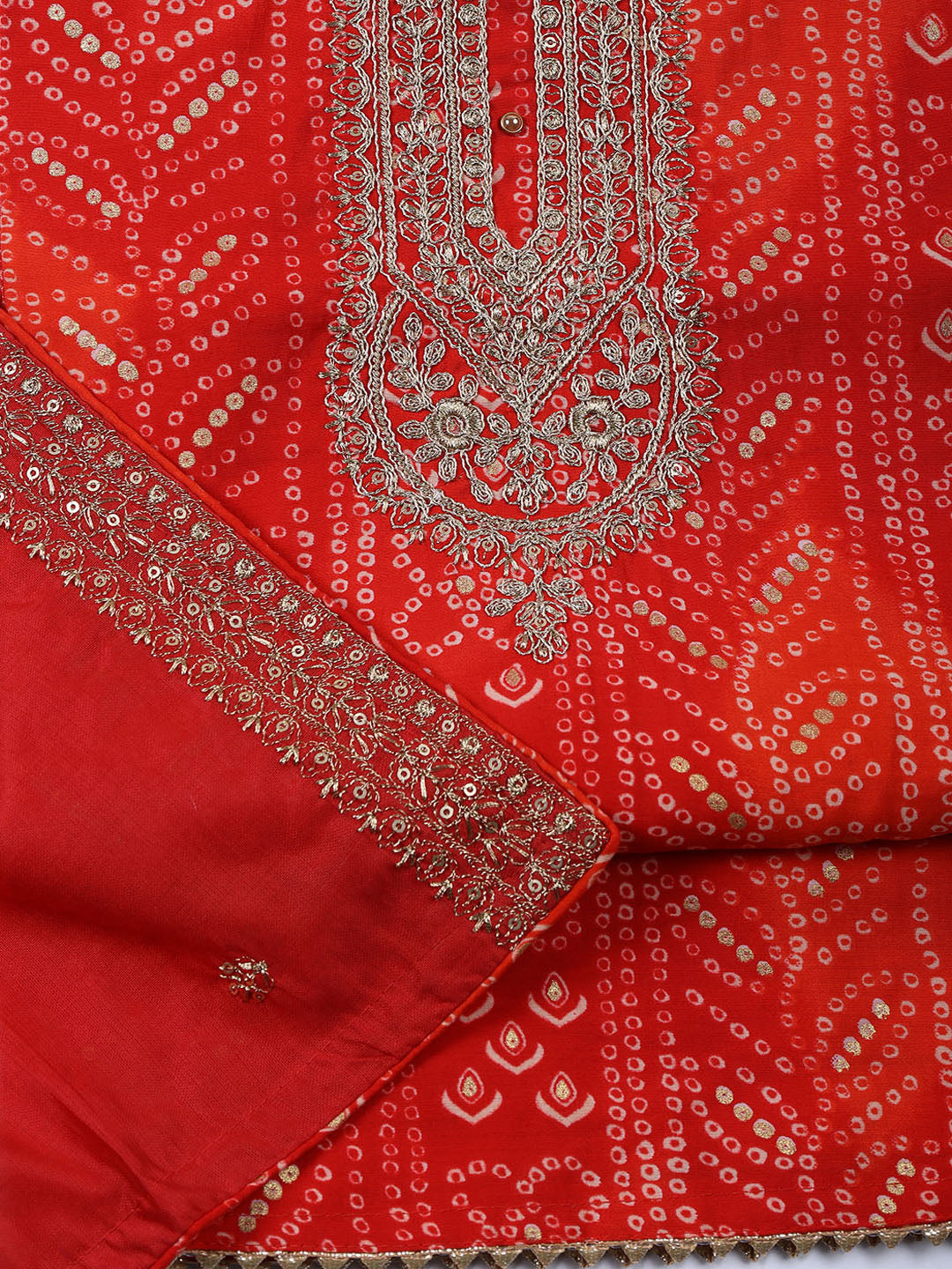 Neck Embroidered Cotton Blend Unstitched Suit With Dupatta