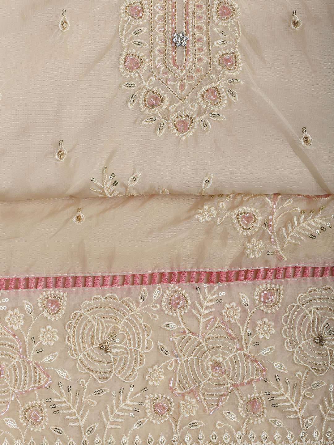 Embroidered Organza Unstitched Suit Piece With Dupatta
