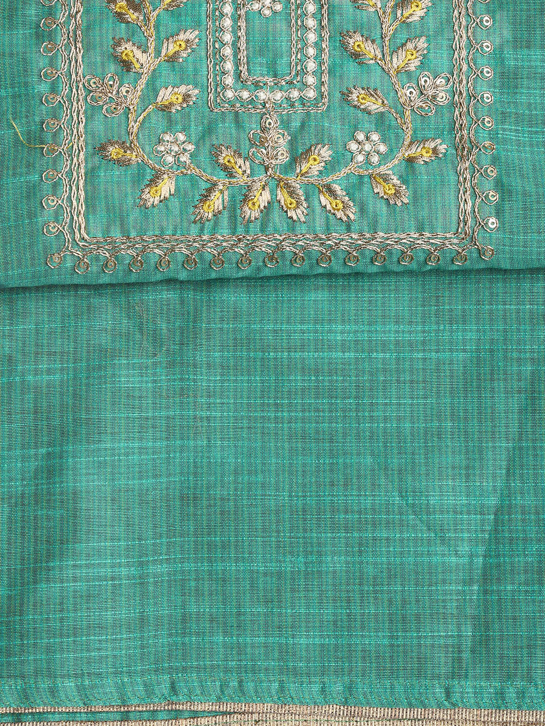 Neck Embroidered Cotton Blend Unstitched Suit With Dupatta