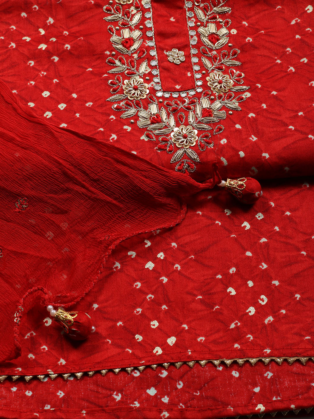Neck Patti Cotton Blend Unstitched Suit Piece With Dupatta