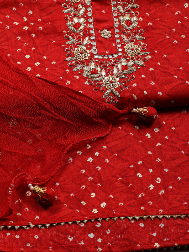 Neck Patti Cotton Blend Unstitched Suit Piece With Dupatta