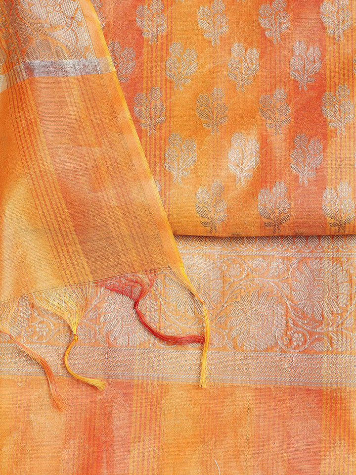 Woven Chanderi Unstitched Suit With Dupatta