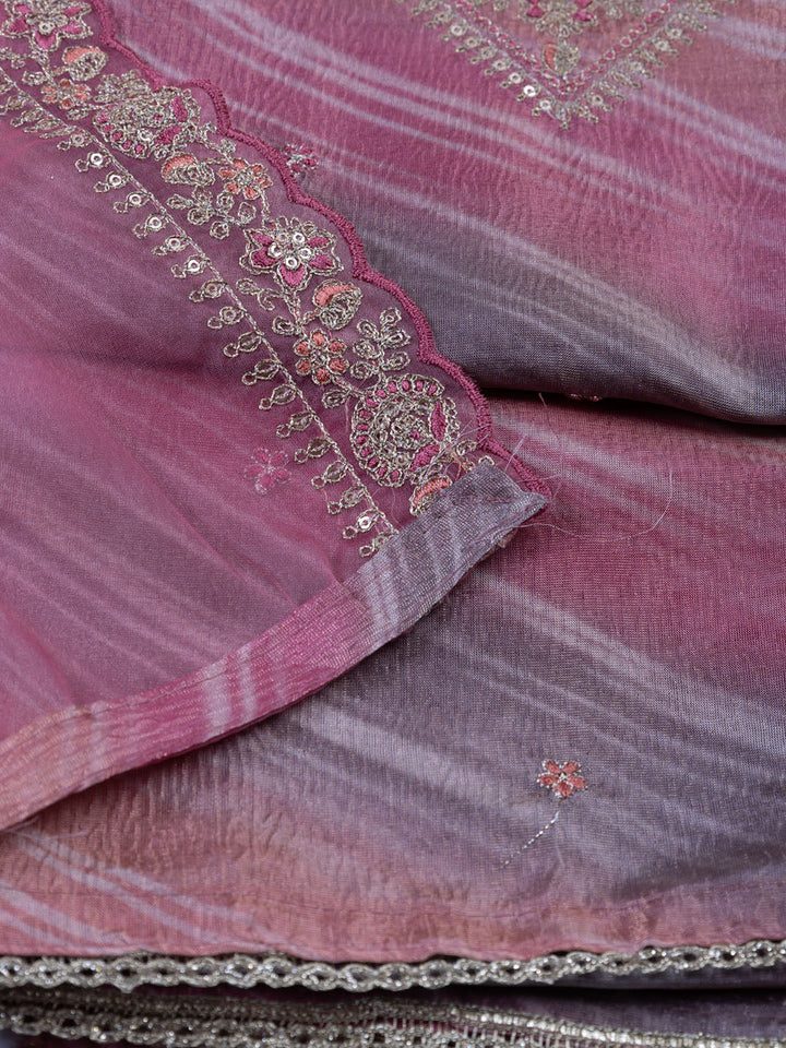 Neck Embroidery Tissue Unstitched Suit Piece With Dupatta