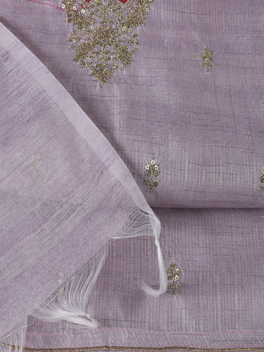 Neck Embroidered Tissue Unstitched Suit Piece With Dupatta
