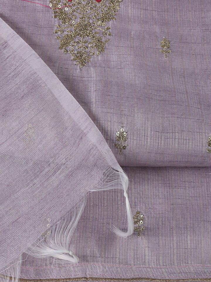 Neck Embroidered Tissue Unstitched Suit Piece With Dupatta