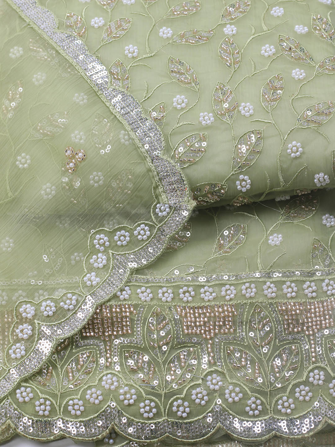Embroidered Chiffon Unstitched Suit With Dupatta