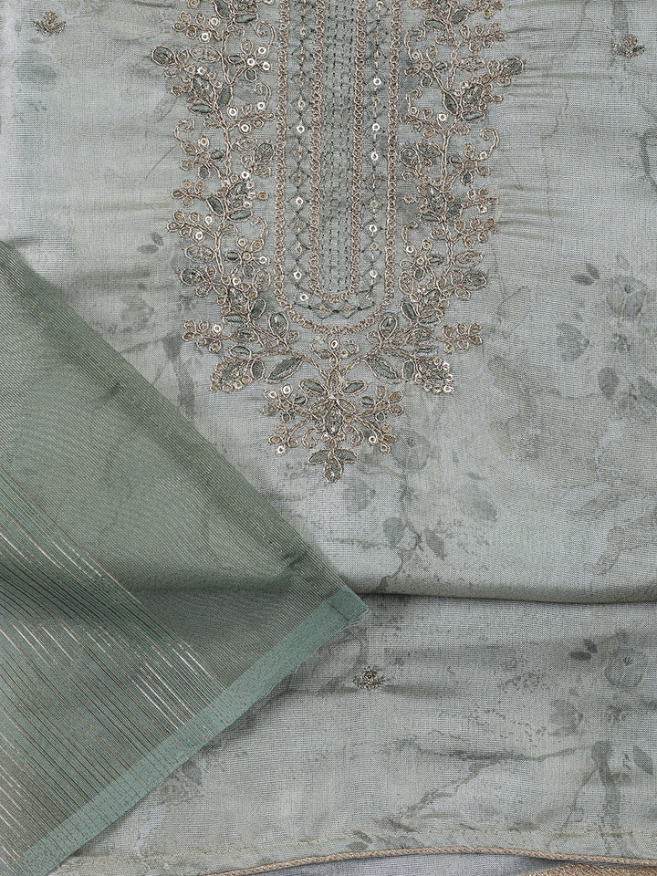 Neck Embroidered Tissue Unstitched Suit With Dupatta