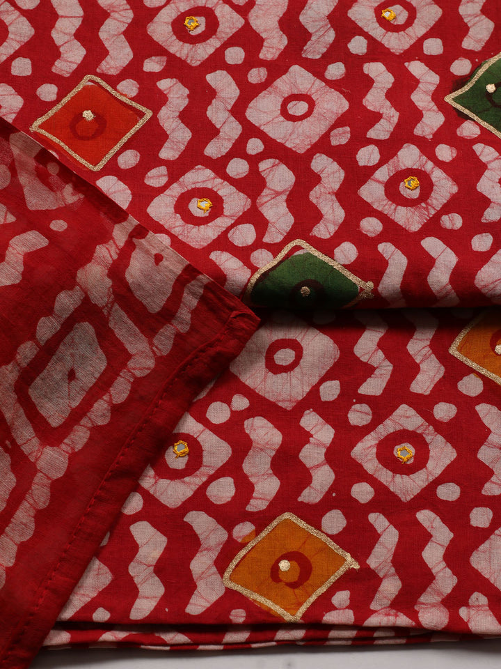 Printed Cotton Blend Unstitched Suit With Dupatta