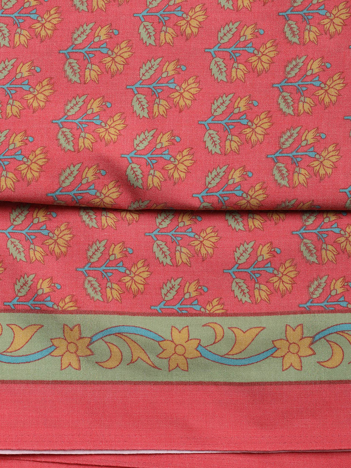 Printed Cotton Blend Unstitched Suit Piece With Dupatta