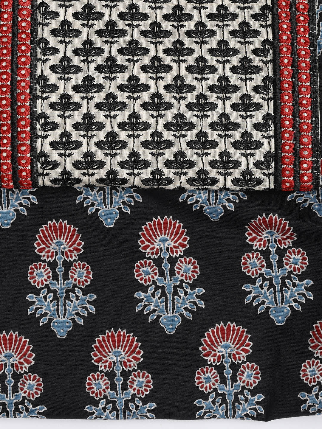 Printed Cotton Blend Unstitched Suit With Dupatta