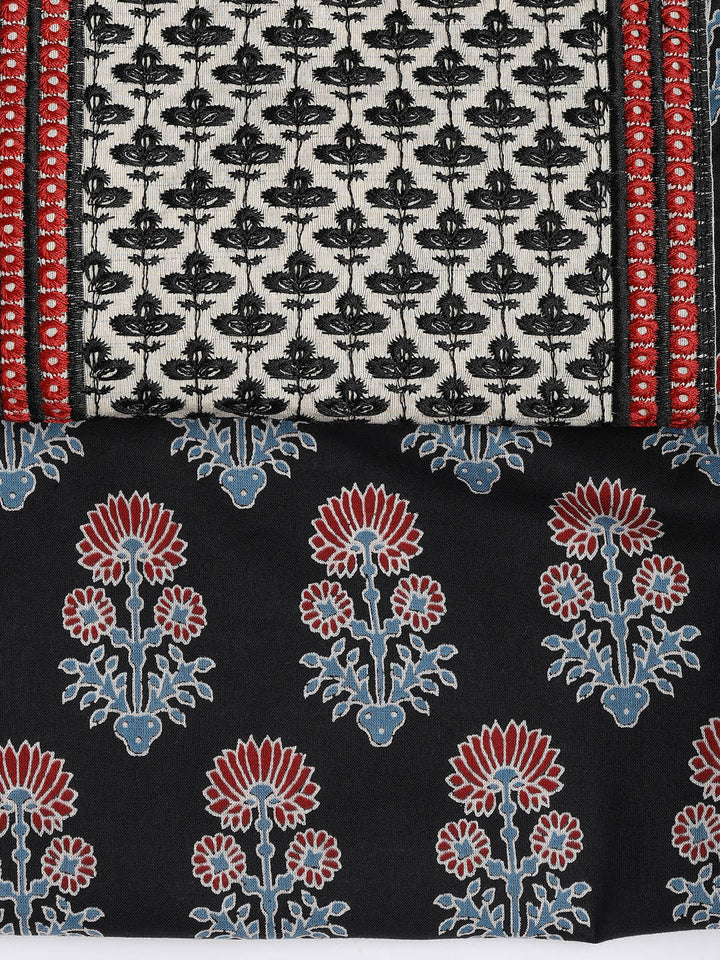 Printed Cotton Blend Unstitched Suit With Dupatta
