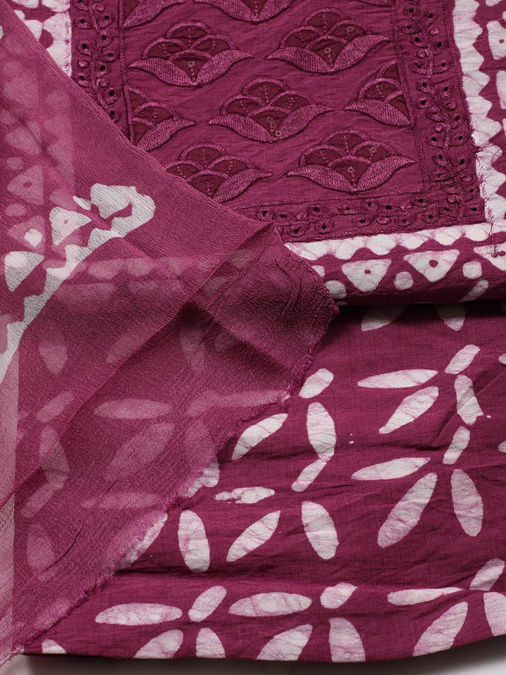 Printed Cotton Blend Unstitched Suit Piece With Dupatta