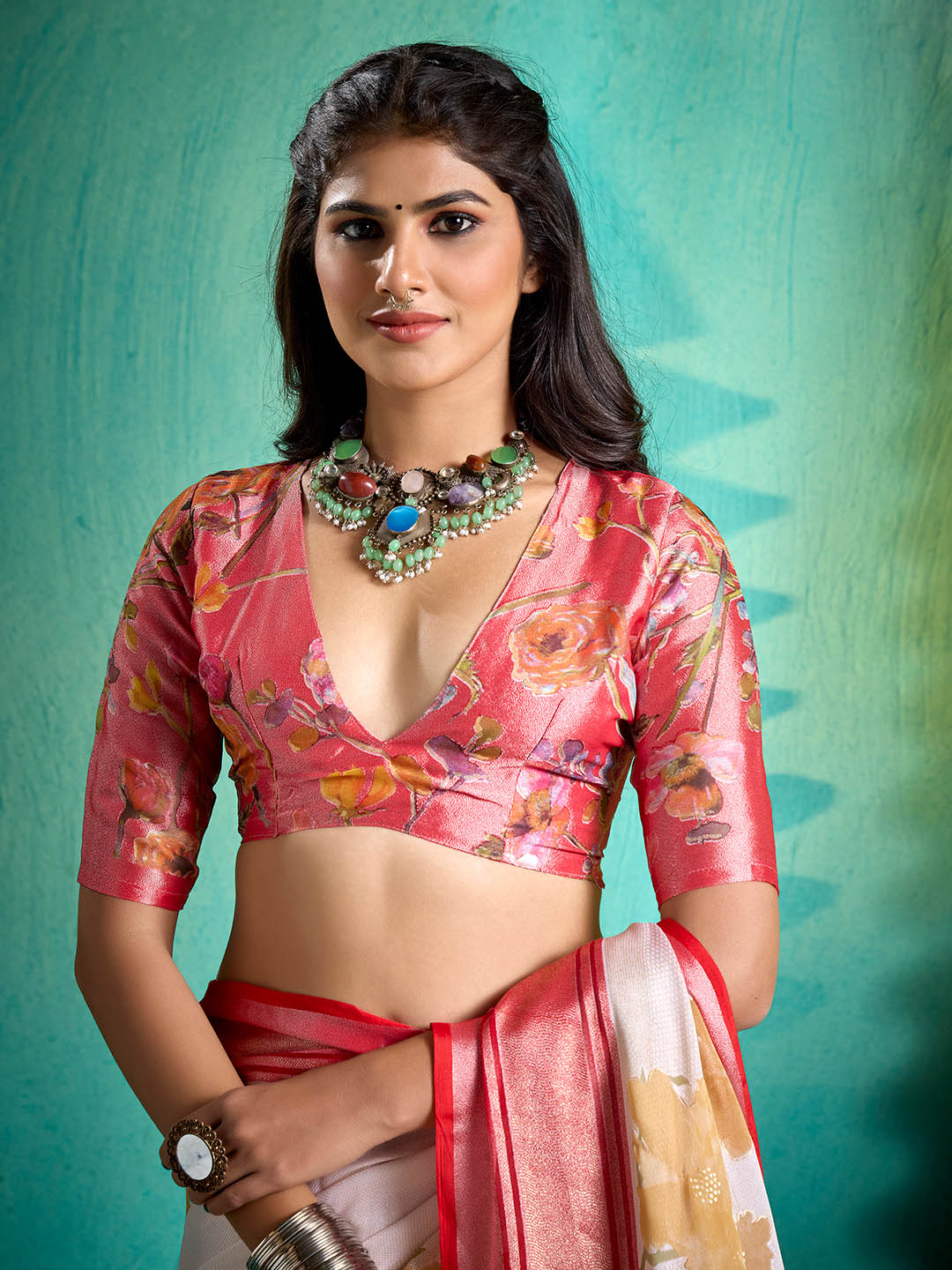 Digital Floral Printed Georgette Saree