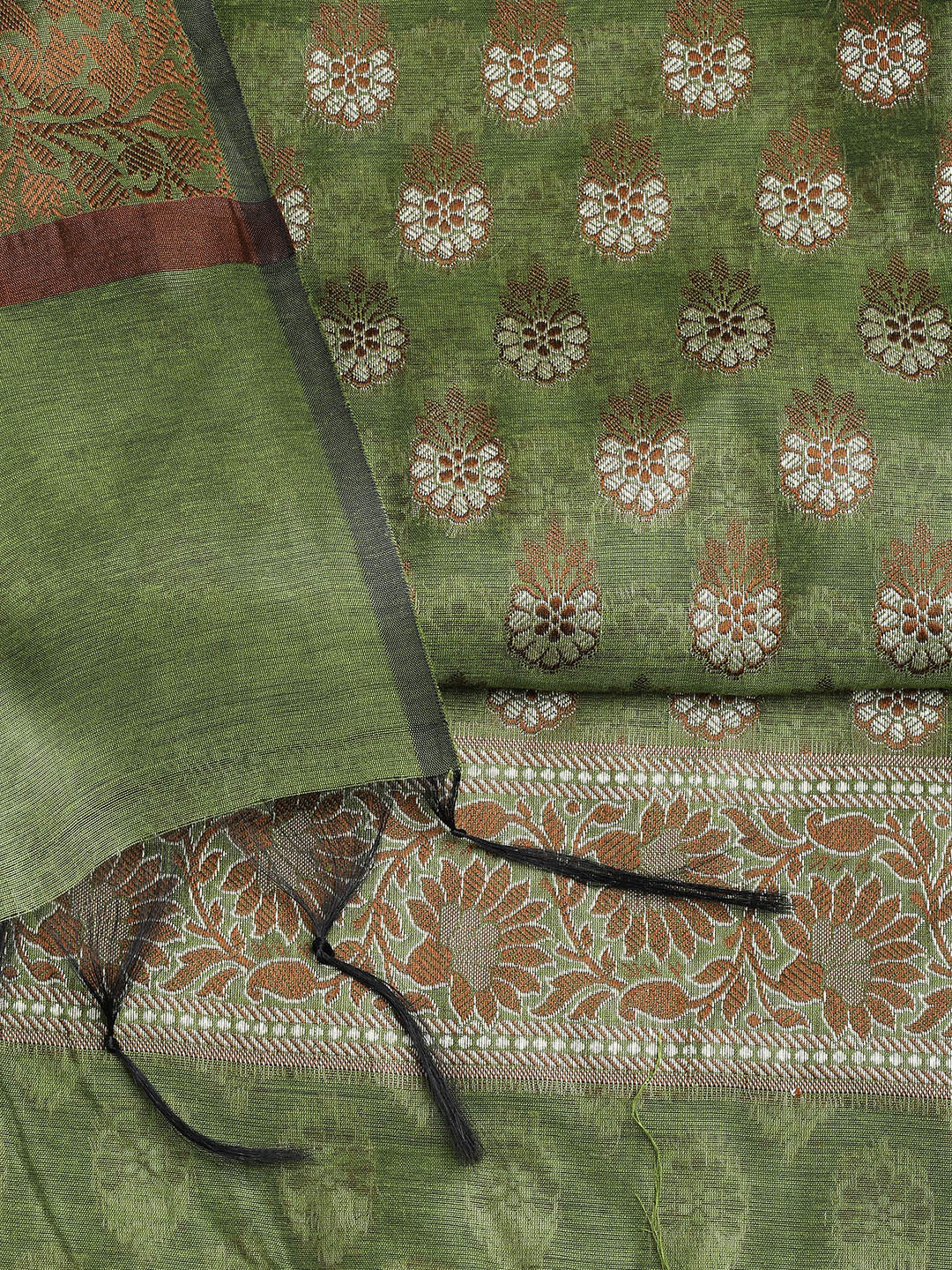 Woven Chanderi Unstitched Suit With Dupatta