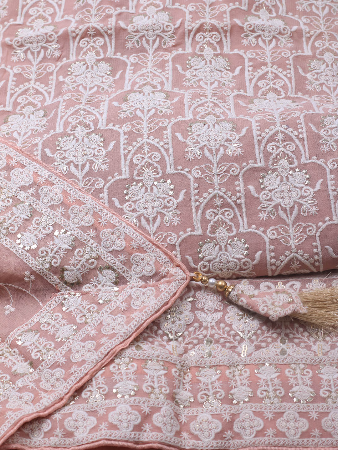 Embroidered Georgette Unstitched Suit Piece With Dupatta