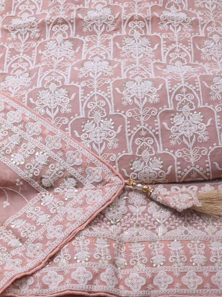 Embroidered Georgette Unstitched Suit Piece With Dupatta