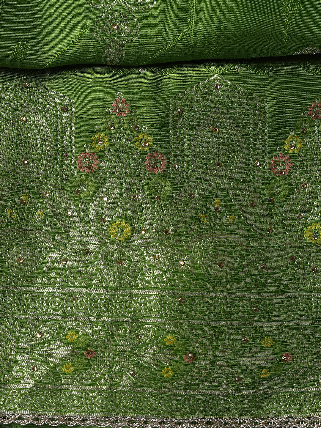 Woven Chanderi Unstitched Suit Piece With Dupatta