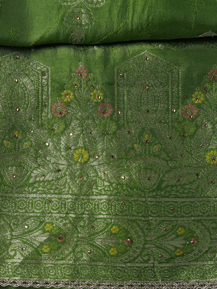 Woven Chanderi Unstitched Suit Piece With Dupatta