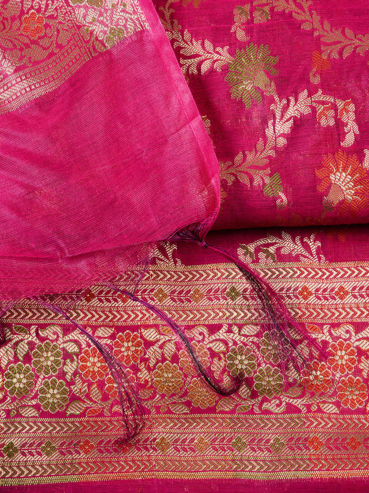 Woven Chanderi Unstitched Suit With Dupatta