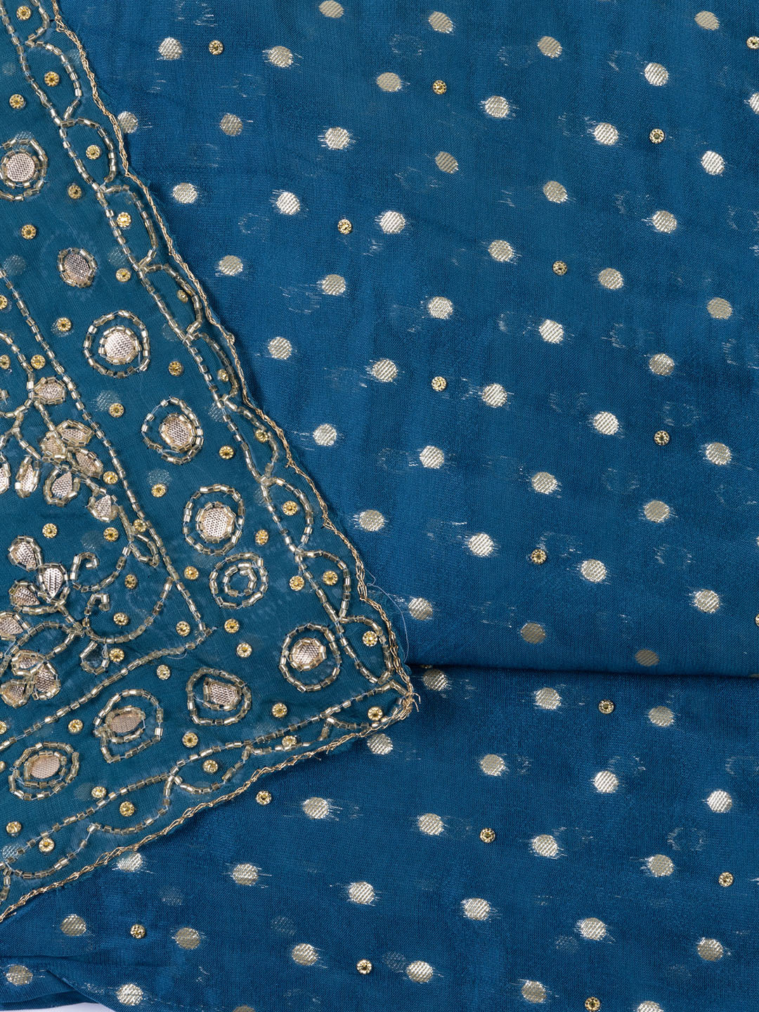 Neck Embroidery Organza Unstitched Suit Piece With Printed Dupatta