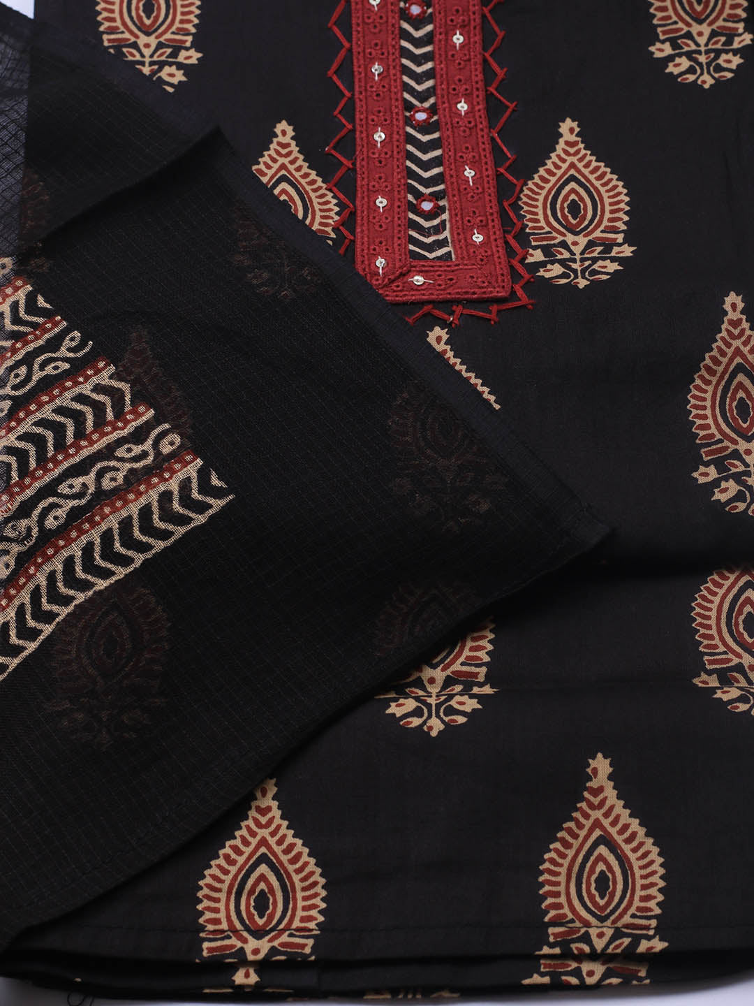 Printed Cotton Blend Unstitched Suit Piece With Dupatta